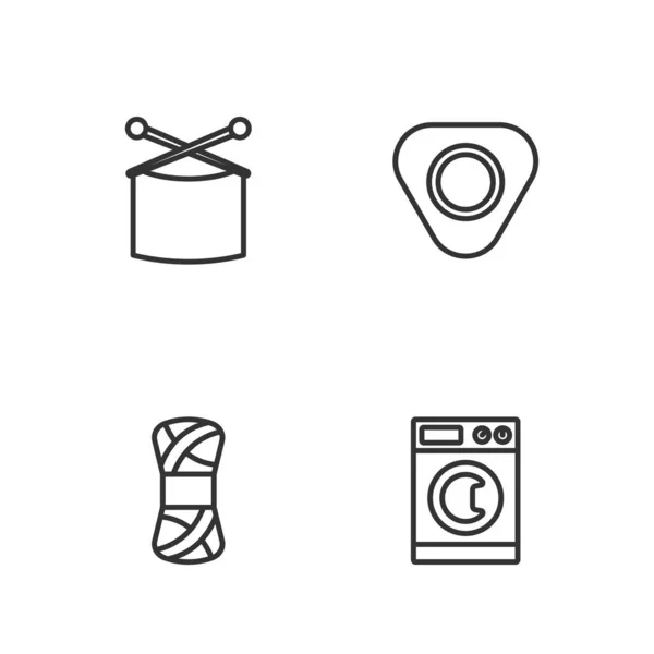 设置线洗涤器 针织针织和粉笔图标 — 图库矢量图片