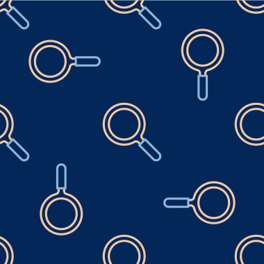 Çizgi büyüteç simgesi mavi arkaplanda izole edilmiş pürüzsüz desen. Arama, odaklanma, yakınlaştırma, iş sembolü. Vektör