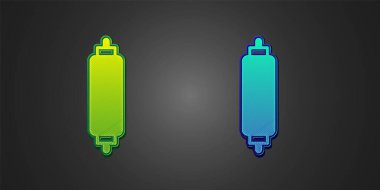 Siyah arkaplanda yeşil ve mavi Rolling pin simgesi var. Vektör