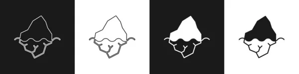 Establecer Icono Iceberg Aislado Sobre Fondo Blanco Negro Vector — Vector de stock