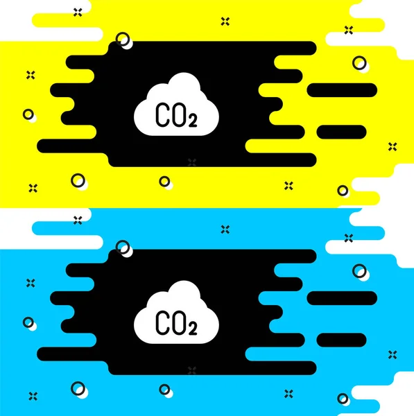 Bulut Simgesindeki Beyaz Co2 Emisyonları Siyah Arkaplanda Izole Edildi Karbondioksit — Stok Vektör