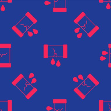 Kırık kırmızı yağ borusu ve mavi arka planda izole edilmiş ikon var. Vektör