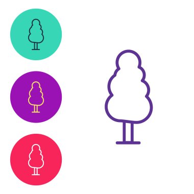 Çizgi Ağacı simgesini beyaz arkaplanda izole et. Orman sembolü. Simgeleri renklendirin. Vektör