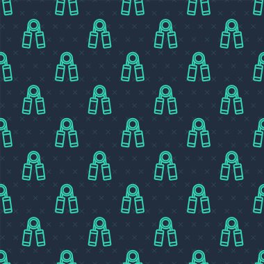 Yeşil çizgi spor açıcı simgesi mavi arkaplanda izole edilmiş pürüzsüz desen. Spor malzemeleri. Vektör