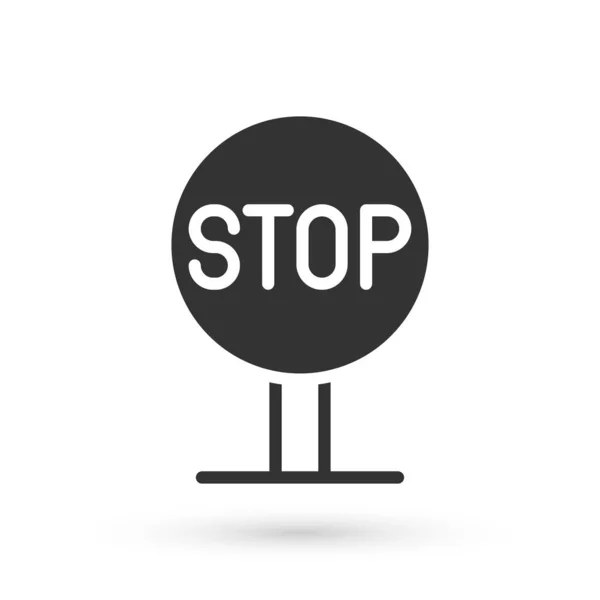 Grijze Stop Teken Pictogram Geïsoleerd Witte Achtergrond Waarschuwingsstopsymbool Voor Verkeersregels — Stockvector