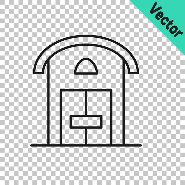 Black Line Farm House Icon Isolated Transparent Background Vector — Stock Vector