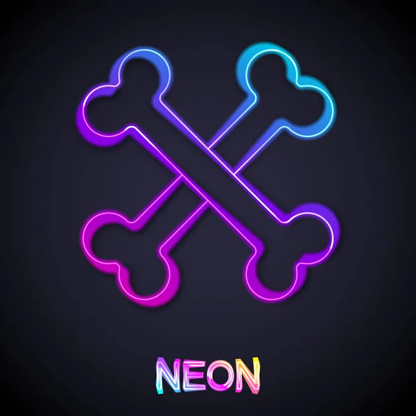 Glowing Neon Line Crossed Bones Icon Isolated Black Background Pets — Stock Vector