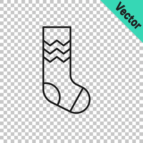 Negro Línea Calcetines Icono Aislado Sobre Fondo Transparente Vector — Vector de stock