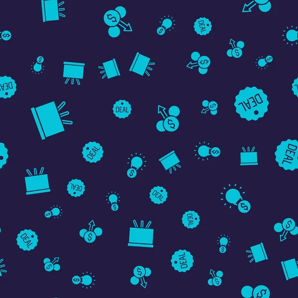 Tebeşir tahtasını, Anlaşmayı, Finansal büyüme dolarını ve ampulü pürüzsüz bir şablona ayarla. Vektör