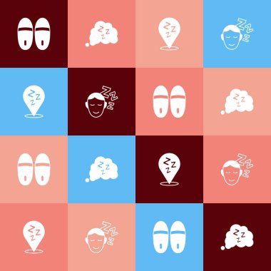 Pop Art Terlikleri, Uykucu ve Rüya ikonunu ayarla. Vektör