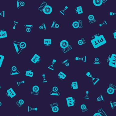 Madalya ayarlayın, pit stop, araba tekerleği ve vites kolu kusursuz. Vektör