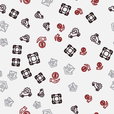 Lifebuoy hattı, araba sigortası, kalkanları sorunsuz çalışan ev ve para. Vektör