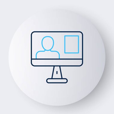 Çevrimiçi Sınıf simgesi beyaz arkaplanda izole edildi. Çevrimiçi eğitim kavramı. Renkli taslak konsepti. Vektör