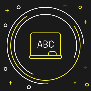 Çizgi kiremit simgesi siyah arkaplanda izole edildi. Okul karatahtası. Renkli taslak konsepti. Vektör