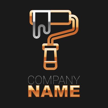 Çizgi boyası fırça simgesi siyah arkaplanda izole edildi. Renkli taslak konsepti. Vektör