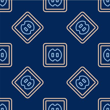 Hat Elektrik çıkış simgesi mavi arkaplanda izole edilmiş. Elektrik prizi. Rosette sembolü. Vektör