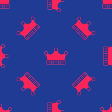 Kırmızı Kral ikonu mavi arka planda kusursuz deseni izole etti. Vektör