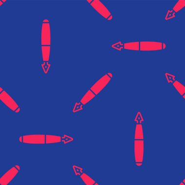 Kırmızı Çeşme kalem ucu simgesi mavi arkaplanda izole edilmiş. Kalem aleti işareti. Vektör