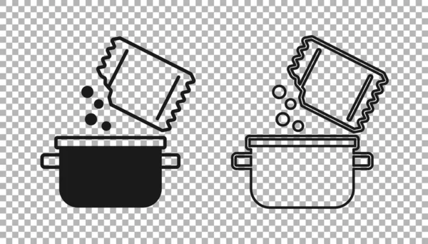 Black Cooking pot and spice icon isolated on transparent background. Boil or stew food symbol. Vector —  Vetores de Stock