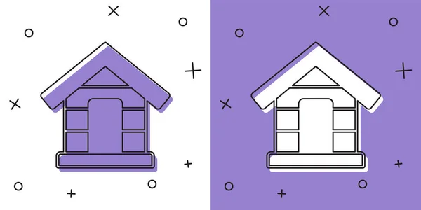Set Dog house icon isolated on white and purple background. Dog kennel. Vector — Stock Vector