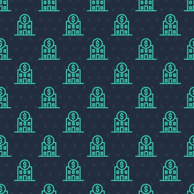 Yeşil Hat Bankası ikonu mavi arka planda izole edilmiş pürüzsüz desen. Vektör