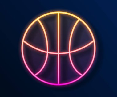 Parlayan neon çizgisi basketbol topu ikonu siyah arkaplanda izole edildi. Spor sembolü. Vektör