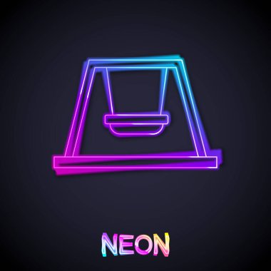 Parlayan neon çizgisi Siyah arka planda izole edilmiş oyun alanındaki yaz oyunları için salıncak. Açık hava eğlence ekipmanları. Vektör