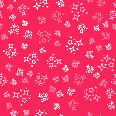 Sihirli simli simli beyaz çizgi yıldızları kırmızı arkaplanda izole edilmiş kusursuz desen. Sihirli noel süsü. Vektör