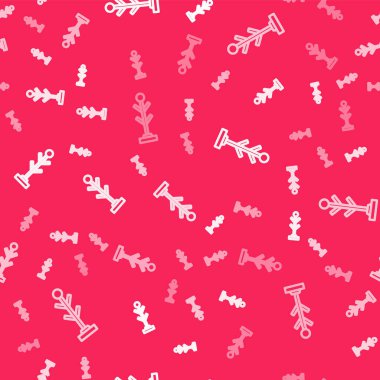 Beyaz çizgi kürsü simgesi kırmızı arkaplanda izole edilmiş kusursuz desen. Vektör