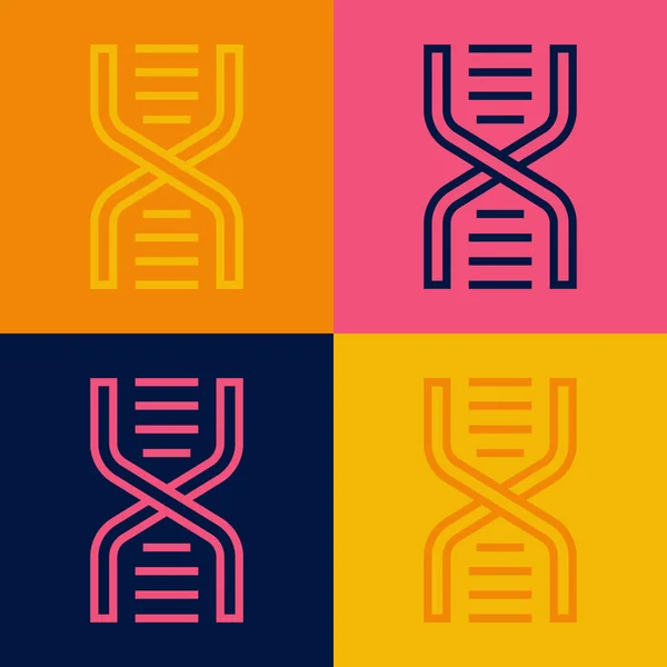 Pop art vonal DNS szimbólum ikon elszigetelt színes háttér. Vektor — Stock Vector