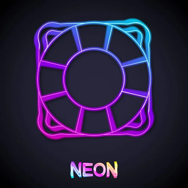 Glowing neon line Lifebuoy icon isolated on black background. Lifebelt symbol. Vector — Stock Vector