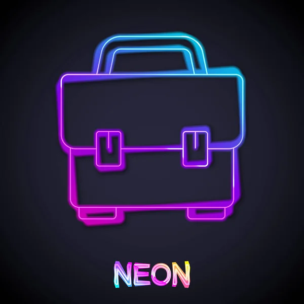 Glowing neon line Toolbox icon isolated on black background. Tool box sign. Vector — Stock Vector