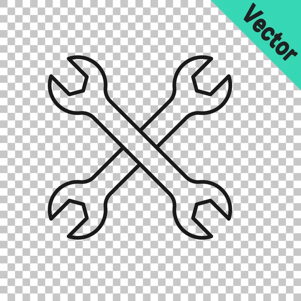 Schwarze Linie Schlüsselschlüssel-Symbol isoliert auf transparentem Hintergrund. Schlüsselreparaturwerkzeug. Service-Tool-Symbol. Vektor — Stockvektor