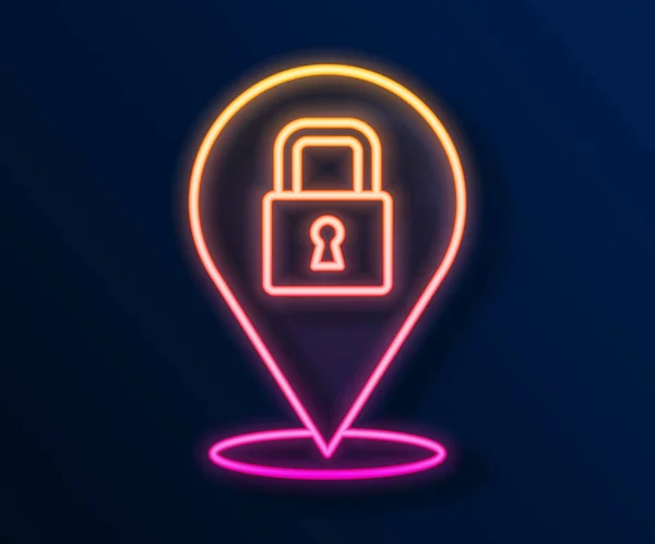 Luminoso neon linea Blocco icona isolata su sfondo nero. Segno del lucchetto. Sicurezza, protezione, protezione, privacy. Vettore — Vettoriale Stock