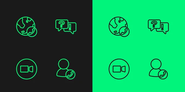 Set line Video chat conference, and Question and Answer icon. Vector — Image vectorielle