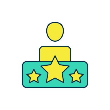 Doldurulmuş ana hatlı aktör yıldız simgesi beyaz arkaplanda izole edildi. Vektör.