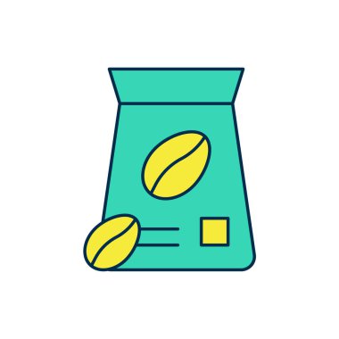 Beyaz arka planda izole kahve çekirdeği ikonu ana hatlarıyla doldurulmuş. Vektör.