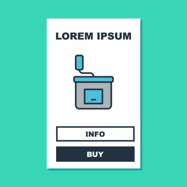 El yapımı kahve öğütücü ikonu, turkuaz arka planda izole edilmiş. Vektör.