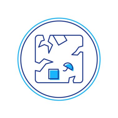 Kırık karton kutu simgesi beyaz arkaplanda izole edildi. Kutu, paket, paket işareti. Teslimat ve ambalaj. Vektör.