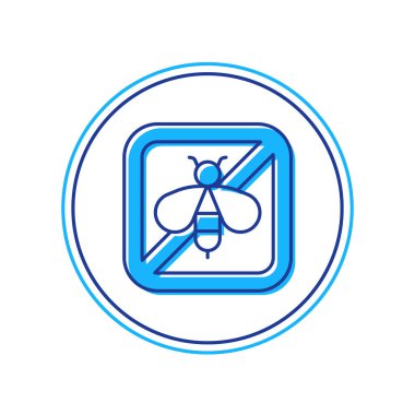 Ana hatlar dolduruldu. Beyaz arkaplan üzerindeki Stop arı simgesi izole edildi. Tatlı doğal yemek. Bal arısı ya da kanat sembollü apis. Uçan böcek. Vektör.