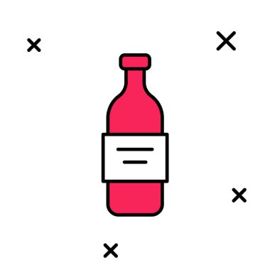 Beyaz arka planda izole edilmiş cam şişe votka ikonu. Vektör.