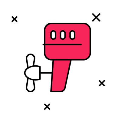 Dış hat motor simgesi dolduruldu. Beyaz arka planda izole edildi. Tekne motoru. Vektör.