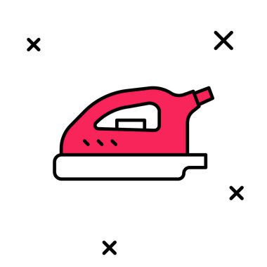 Beyaz zemin üzerinde izole edilmiş elektrik direği simgesi. Buhar ütüsü. Vektör.