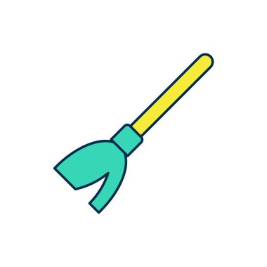 Doldurulmuş süpürge sapı simgesi beyaz arkaplanda izole edildi. Temizlik hizmeti konsepti. Vektör.