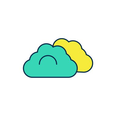 Doldurulmuş Bulutlu hava simgesi beyaz arkaplanda izole edildi. Vektör.