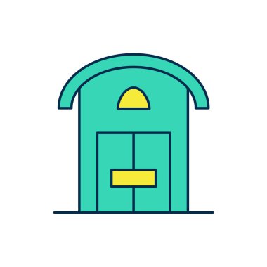 Beyaz arka planda izole edilmiş ana hatlı çiftlik evi simgesi. Vektör.