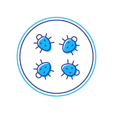 Beyaz arka planda izole edilmiş ana hatlı Colorado böceği ikonu. Vektör.