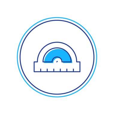 Beyaz arkaplanda izole edilmiş derece simgesini ölçmek için ana hatlar oluşturuldu. Eğim ölçer. Ölçme aleti. Geometrik sembol. Vektör.