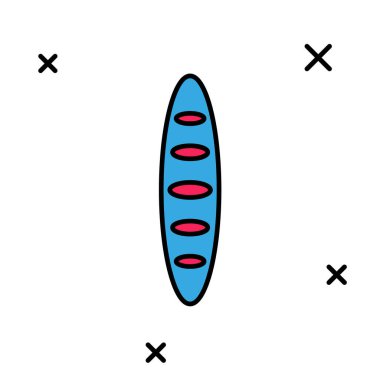 Beyaz arka planda izole edilmiş ana hatlı Fransız baget ekmek ikonu. Vektör.