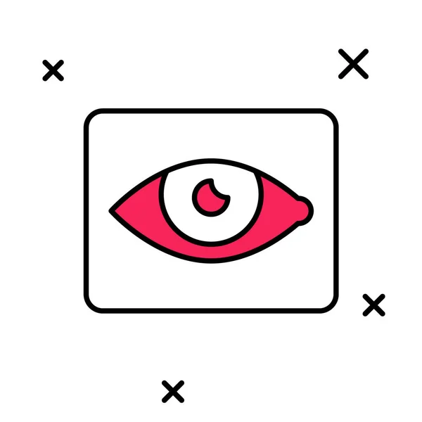 塗りつぶしのアウトライン白い背景に隔離された赤い目の効果アイコン 目の発赤 眼の炎症性疾患 ベクトル — ストックベクタ